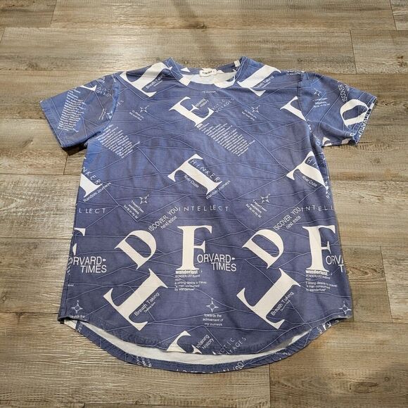 Yininf Curved Hem Travel Themed Graphic Short Sleeved Tee Shirt Mens Size Large - Picture 1 of 5